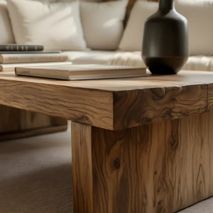 Natural Solid-Wood Low Coffee Table for Minimalist Living Rooms