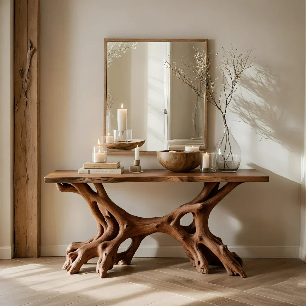 Solid Wood Root Console Table for Modern Entryway Decor
