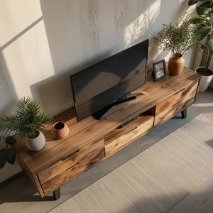 Solid Wood Media Console with Natural Grain for Modern Living Rooms
