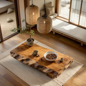 Zen Live-Edge Solid Wood Table for Minimalist Lounge