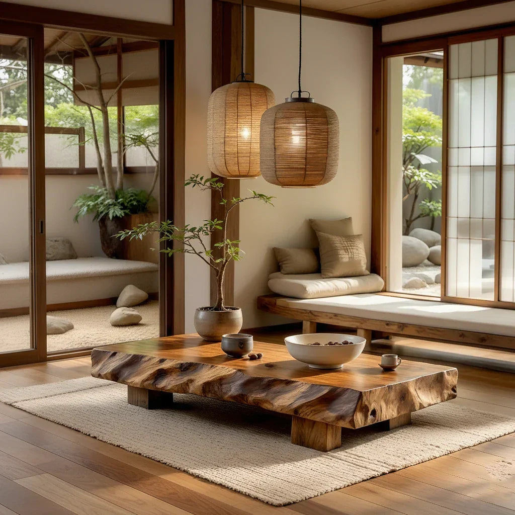 Zen Live-Edge Solid Wood Table for Minimalist Lounge