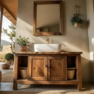 Solid-Wood Bathroom Vanity for Farmhouse Bathrooms