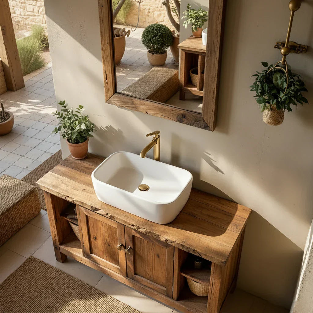 Solid-Wood Bathroom Vanity for Farmhouse Bathrooms
