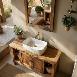 Solid-Wood Bathroom Vanity for Farmhouse Bathrooms