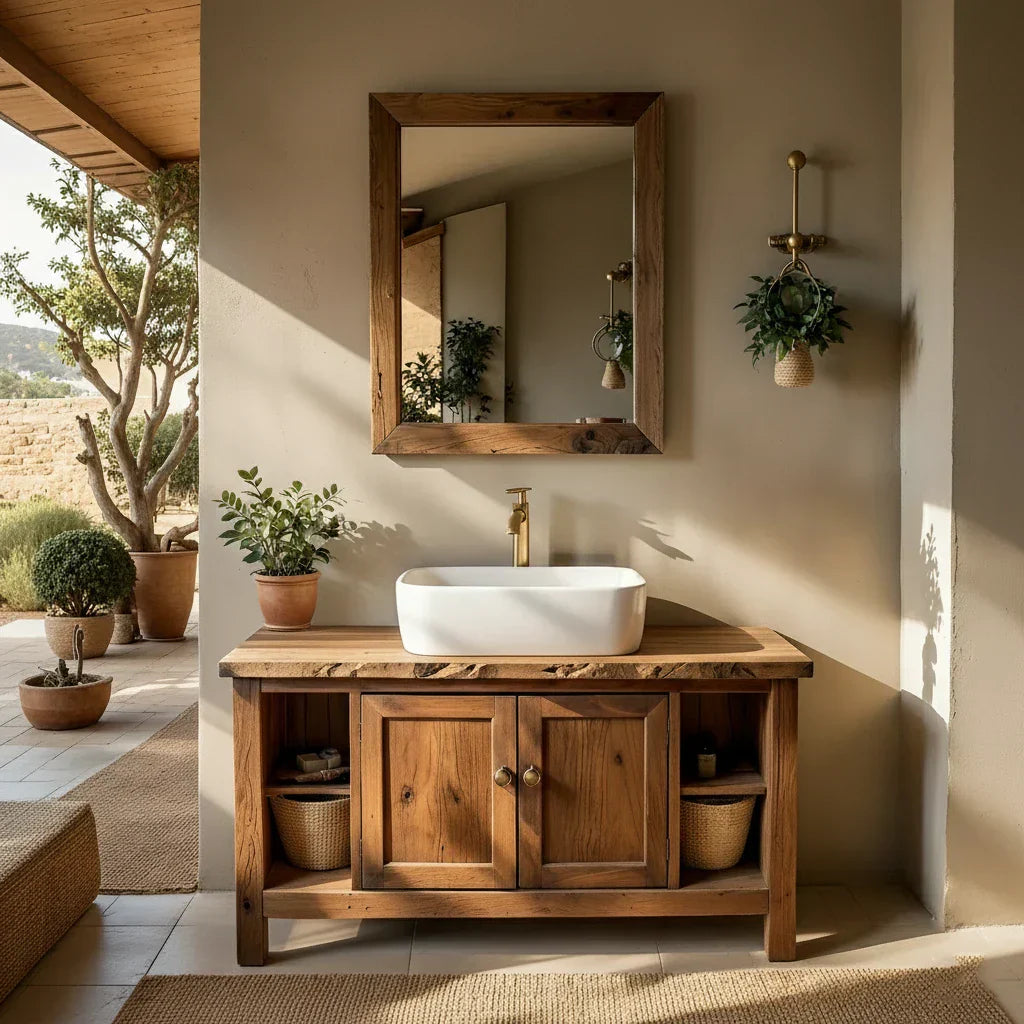 Solid-Wood Bathroom Vanity for Farmhouse Bathrooms