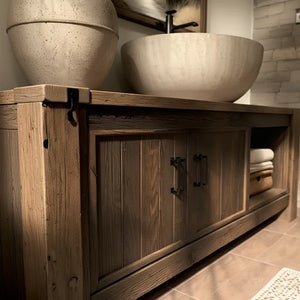 Solid Wood Bathroom Vanity and Open Storage
