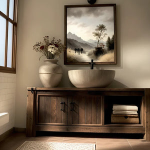 Solid Wood Bathroom Vanity and Open Storage