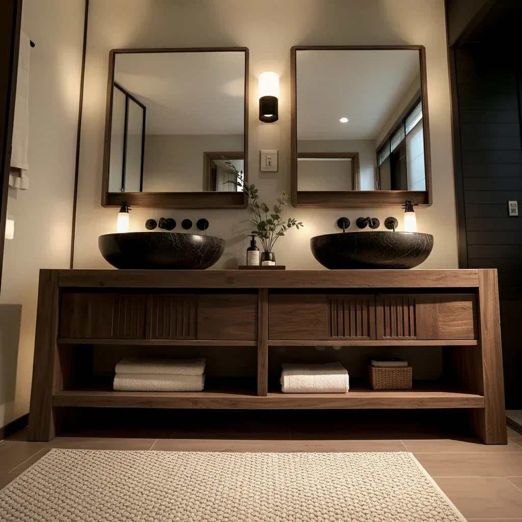 Solid-Wood Double Bathroom Vanity