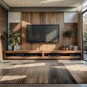 Low-Profile Media Console with Open Shelf for Modern Media Walls