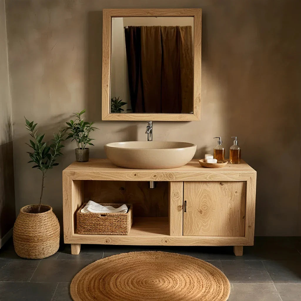 Solid-Wood Vanity for Wabi-Sabi Bathrooms