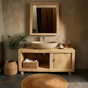 Solid-Wood Vanity for Wabi-Sabi Bathrooms