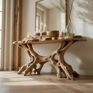 Solid Wood Root Console Table for Modern Entryway Decor