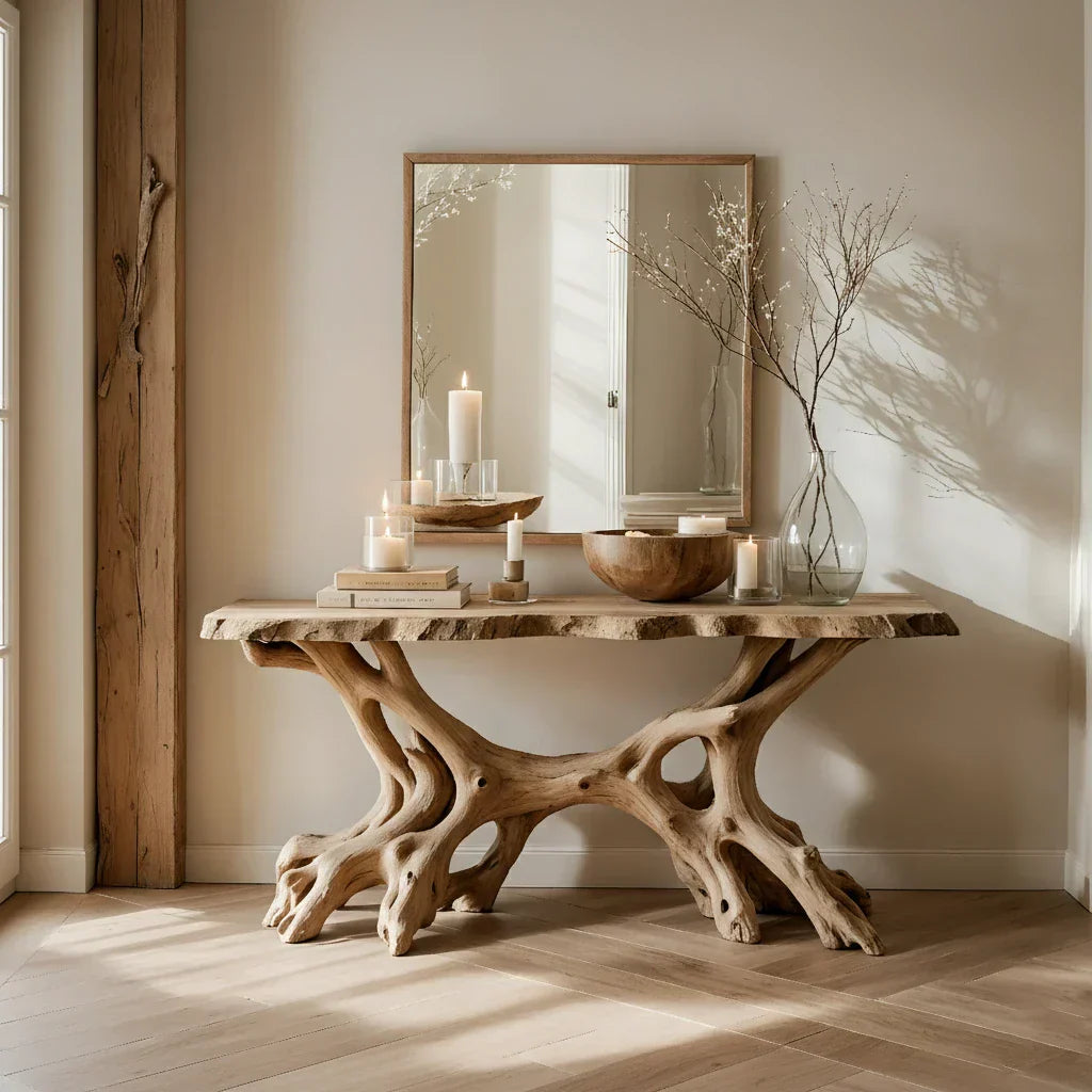 Solid Wood Root Console Table for Modern Entryway Decor