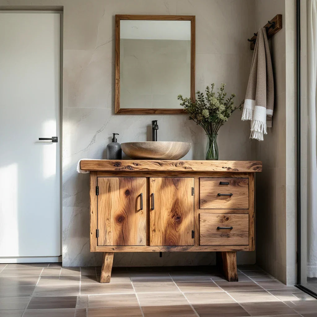 Solid Wood Vanity for Rustic Bathroom