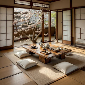 Solid Wood Japanese Tea Table for Zen Tatami Rooms