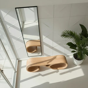 Sculptural Solid Wood Bench with Loop Form for Modern Entryways