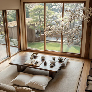 Solid Wood Floor Tea Table for Japanese-Style Living Spaces
