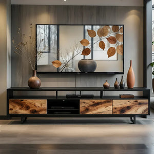 Solid Wood and Metal TV Console for a Modern Media Wall