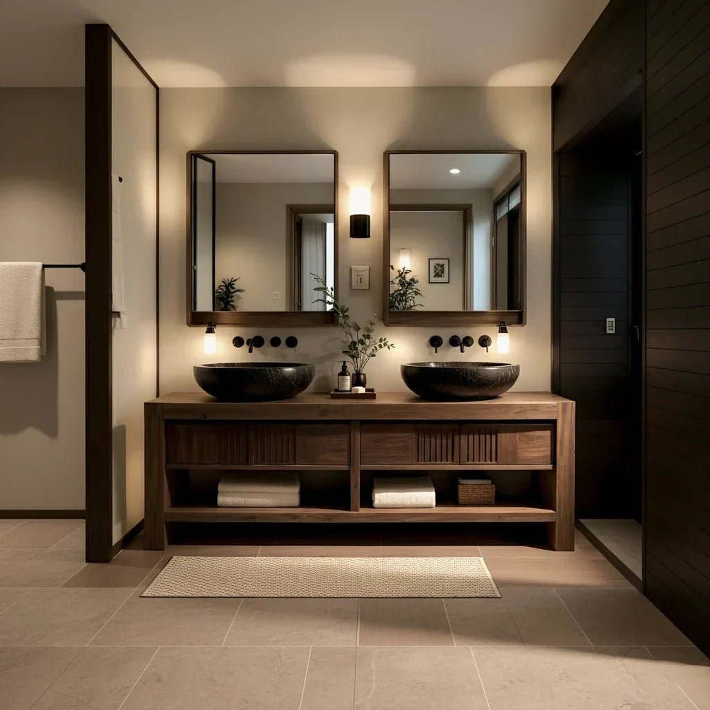 Solid-Wood Double Bathroom Vanity