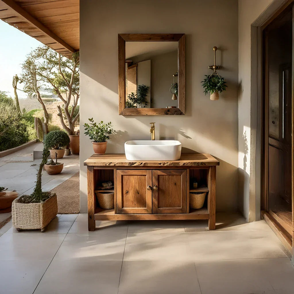 Solid-Wood Bathroom Vanity for Farmhouse Bathrooms