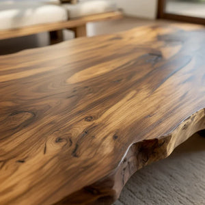 Solid Natural Wood Coffee Table with Modern Organic Form