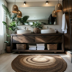 Solid-Wood Double Vanity for Tropical Spa Bathrooms