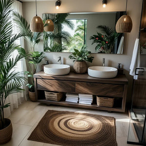 Solid-Wood Double Vanity for Tropical Spa Bathrooms