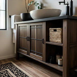 Solid Wood Fluted Bathroom Vanity for Modern Interiors