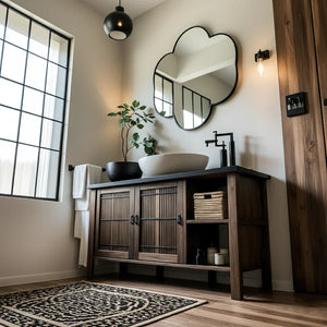 Solid Wood Fluted Bathroom Vanity for Modern Interiors