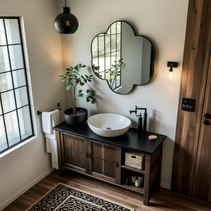 Solid Wood Fluted Bathroom Vanity for Modern Interiors