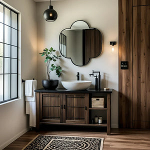 Solid Wood Fluted Bathroom Vanity for Modern Interiors