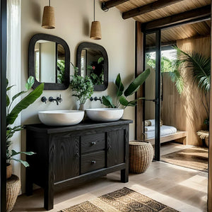 Solid-Wood Vanity for Tropical Spa Bathrooms