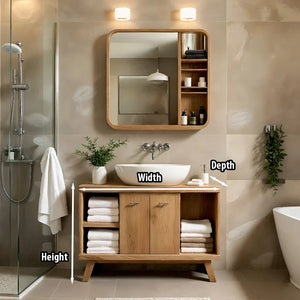 Solid-Wood Bathroom Vanity with Open Towel Storage
