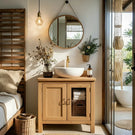 Solid Wood Bathroom Vanity Cabinet with Open Shelf for Small Spaces