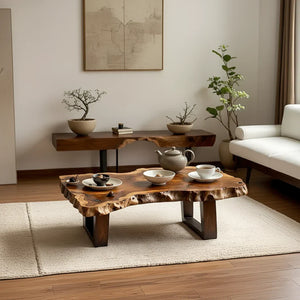 Organic Live-Edge Solid Wood Coffee Table for Contemporary Living