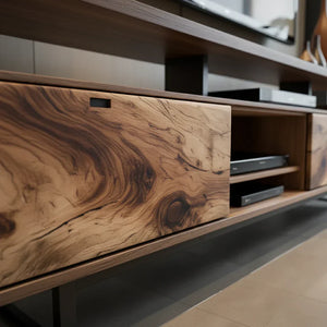 Solid Wood and Metal TV Console for a Modern Media Wall