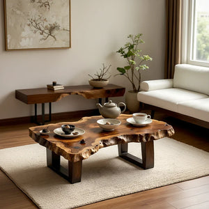 Organic Live-Edge Solid Wood Coffee Table for Contemporary Living