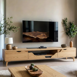 Organic Front Wood TV Console for Modern Living Rooms