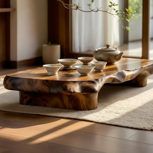Low Solid Wood Tea Table for Minimalist Zen Interiors