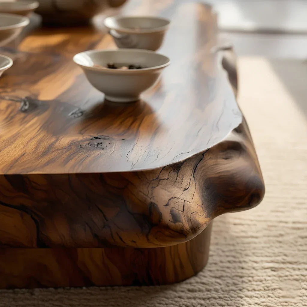 Low Solid Wood Tea Table for Minimalist Zen Interiors