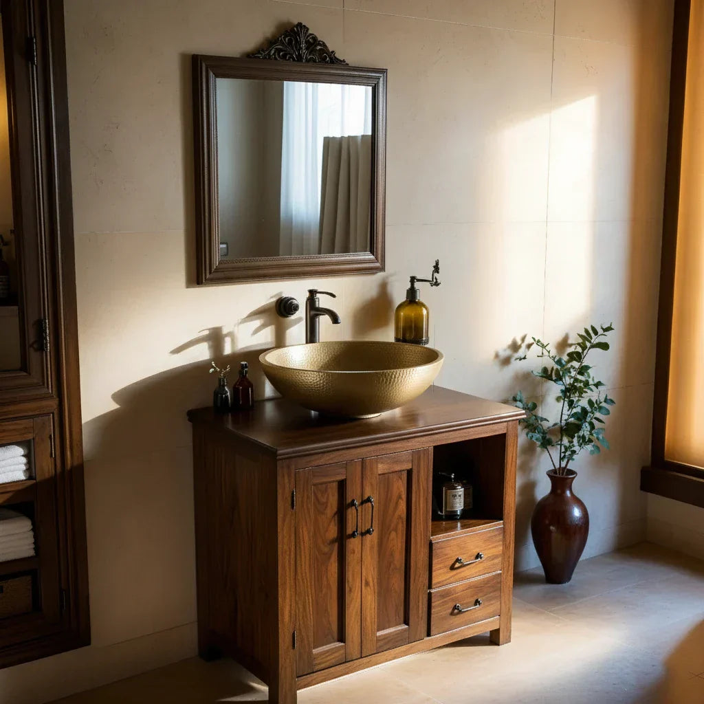 Solid-Wood Bathroom Vanity for Classic Bathrooms
