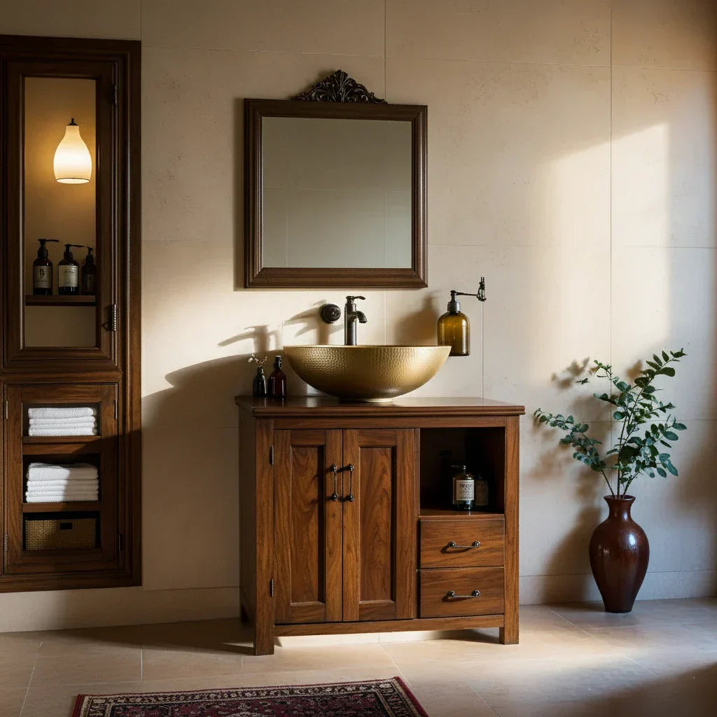 Solid-Wood Bathroom Vanity for Classic Bathrooms