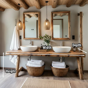 Rustic Solid-Wood Double Vanity Console for Coastal Bathrooms