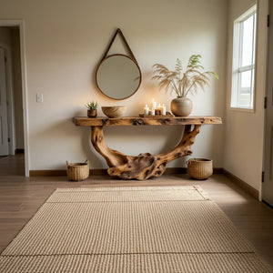 Handcrafted Live Edge Wood Console Table with Sculptural Root Base