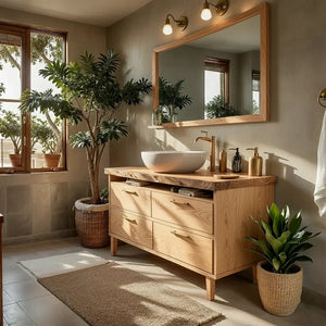 Solid Wood Bathroom Vanity with Drawer Storage for Modern Bathrooms