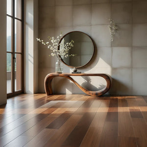 Organic Loop Solid Wood Console Table with Sculptural Curved Base