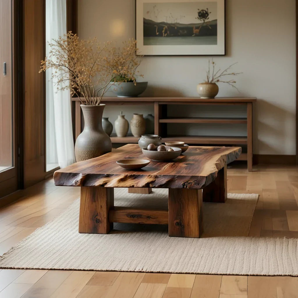 Solid Wood Live-Edge Coffee Table for Organic Interiors