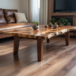 Live-Edge Solid-Wood Coffee Table with Dramatic Grain
