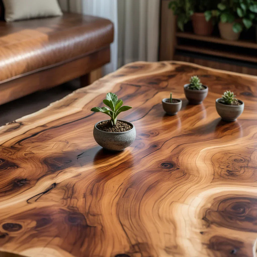 Live-Edge Solid-Wood Coffee Table with Dramatic Grain