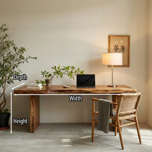 Minimalist Live Edge Wood Desk Handmade Solid Wood Table